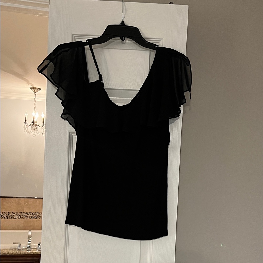 Vince Camuto Black Ruffle Sleeve Blouse